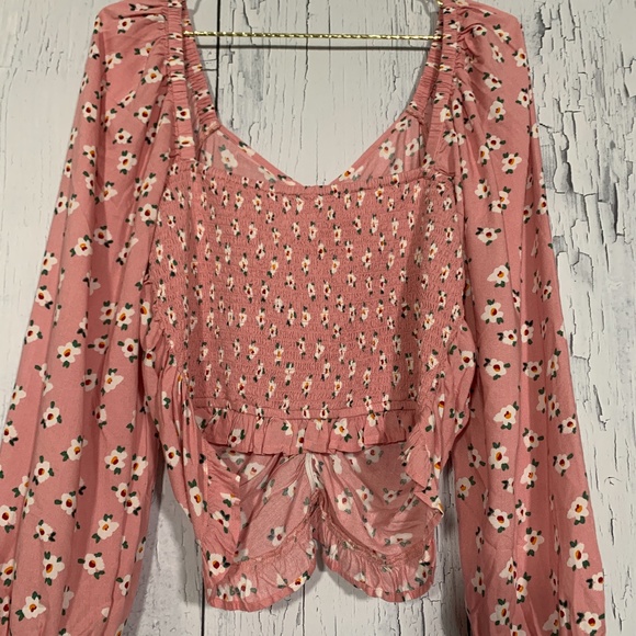 Charlotte Bridgeman Floral Pink Crop Top Sz L NWT - Picture 9 of 16